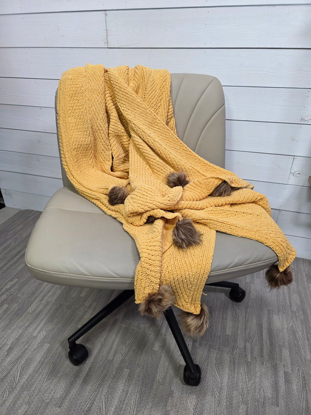 Cozy Blanket - Marigold w/ Pom-Poms
