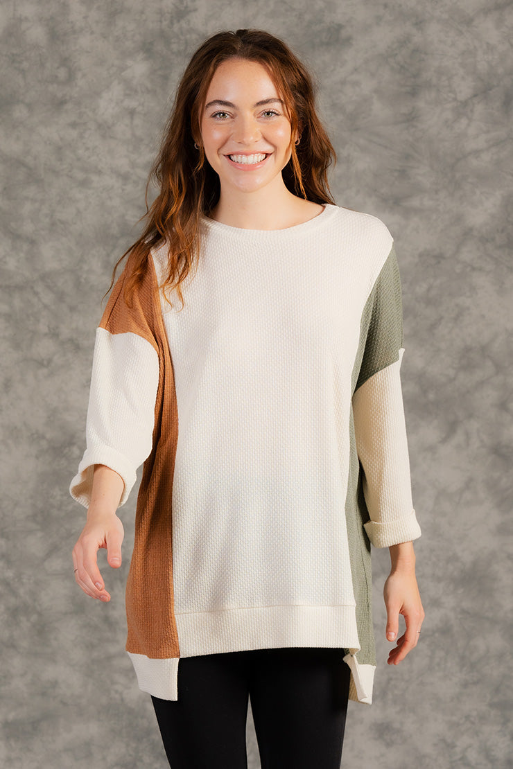 Sew In Love - Long Sleeve Tri Color Top