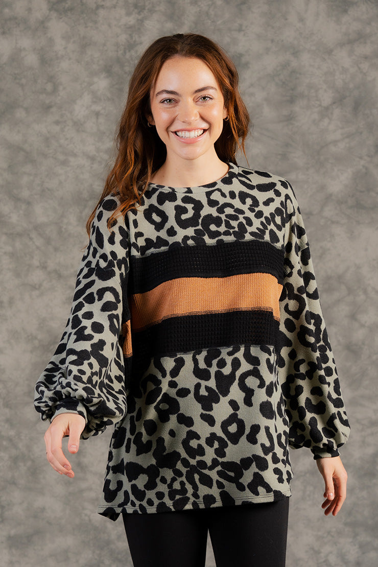 Sew In Love Box - Cheetah Stripe Balloon Sleeve Top