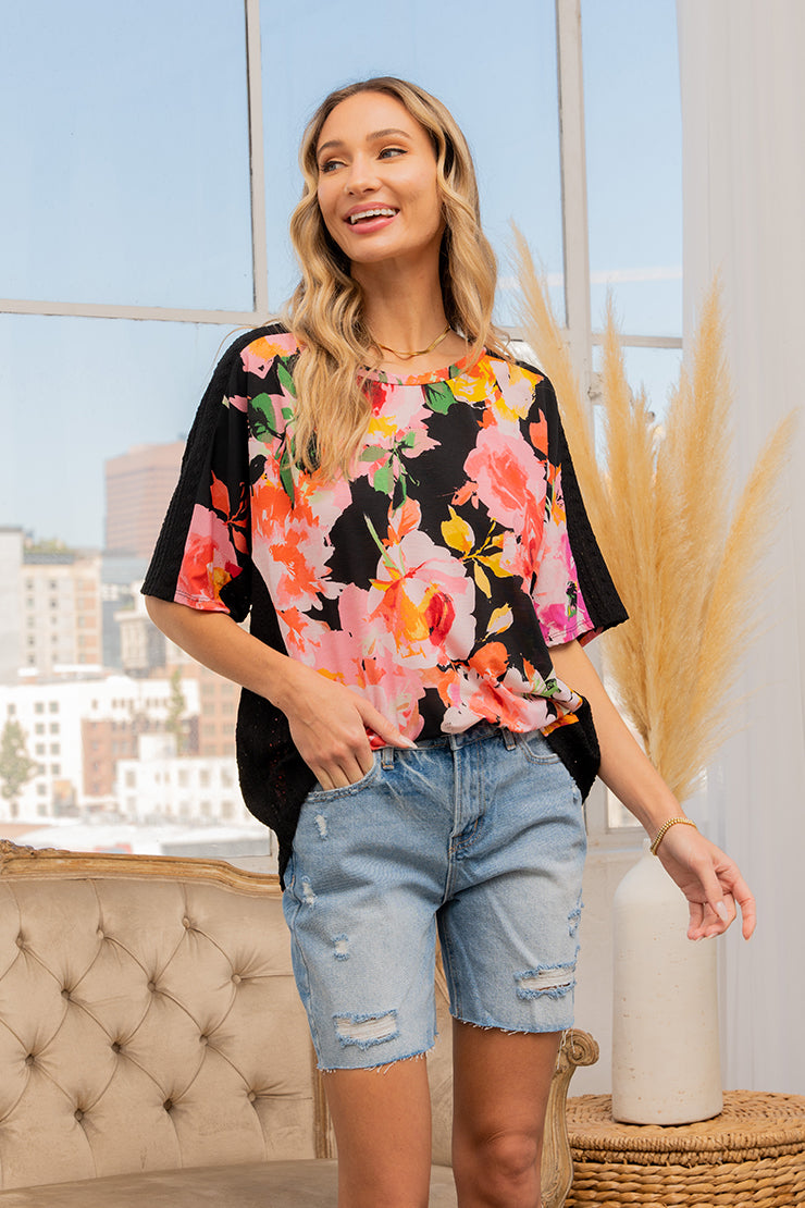 Sew in Love - Black Floral Top