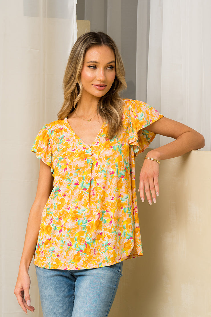 Sew in Love - Yellow Floral Top