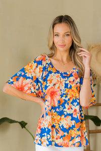 Sew in Love - Orange and Blue Floral Top