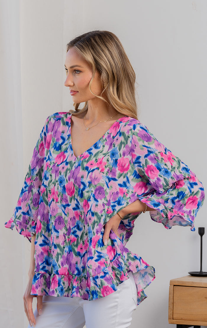 Sew in Love - Crepe Watercolor Floral Top