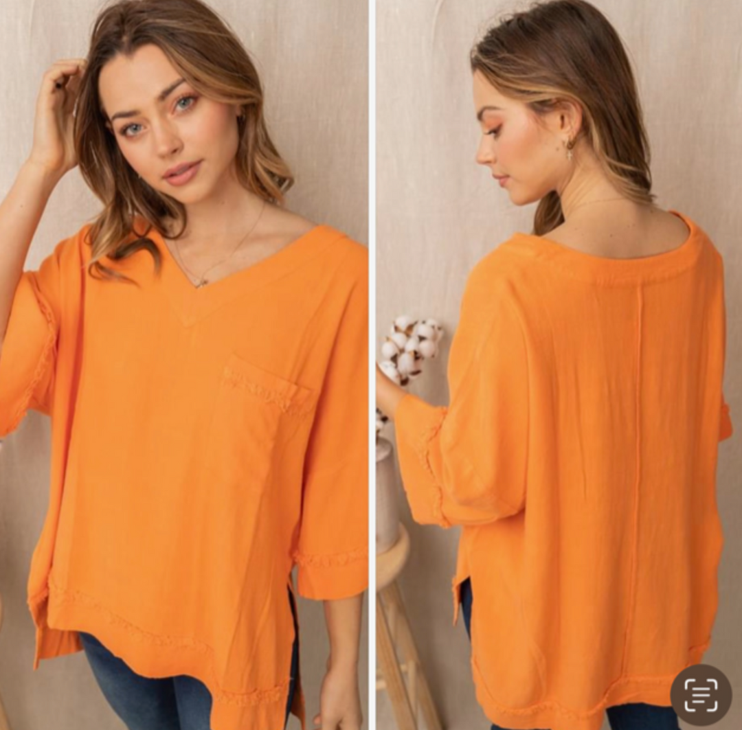 White Birch - 3/4 Sleeve Top Orange