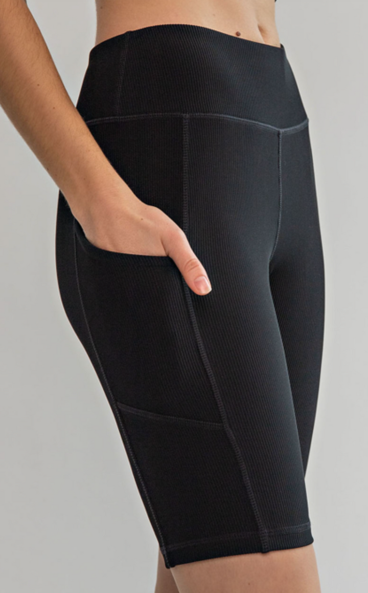 Rae Mode - NYLON RIB BIKER PANTS WITH SIDE POCKETS