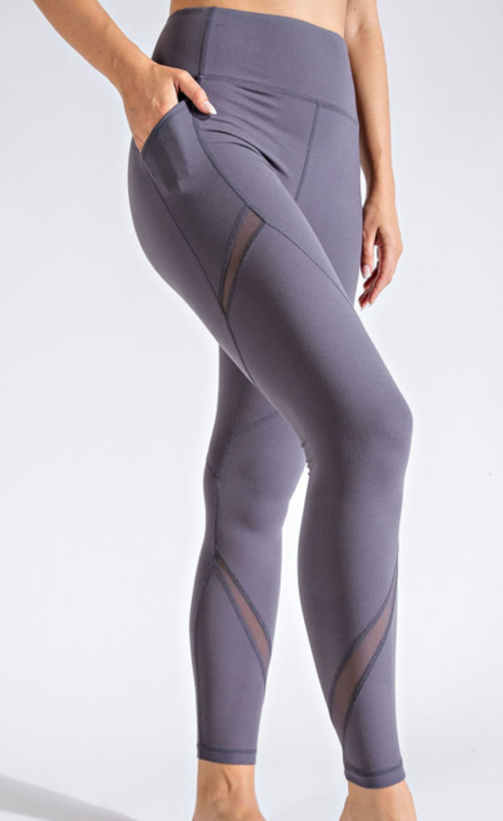Rae Mode - MESH DETAIL FULL LENGTH LEGGINGS (Charcoal)