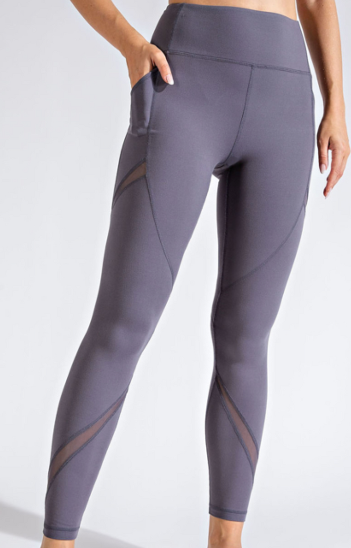Rae Mode - MESH DETAIL FULL LENGTH LEGGINGS (Charcoal)