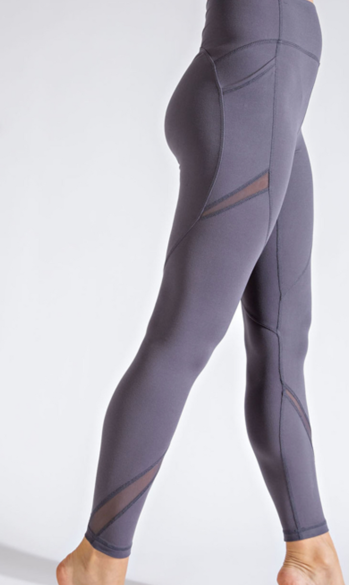 Rae Mode - MESH DETAIL FULL LENGTH LEGGINGS (Charcoal)