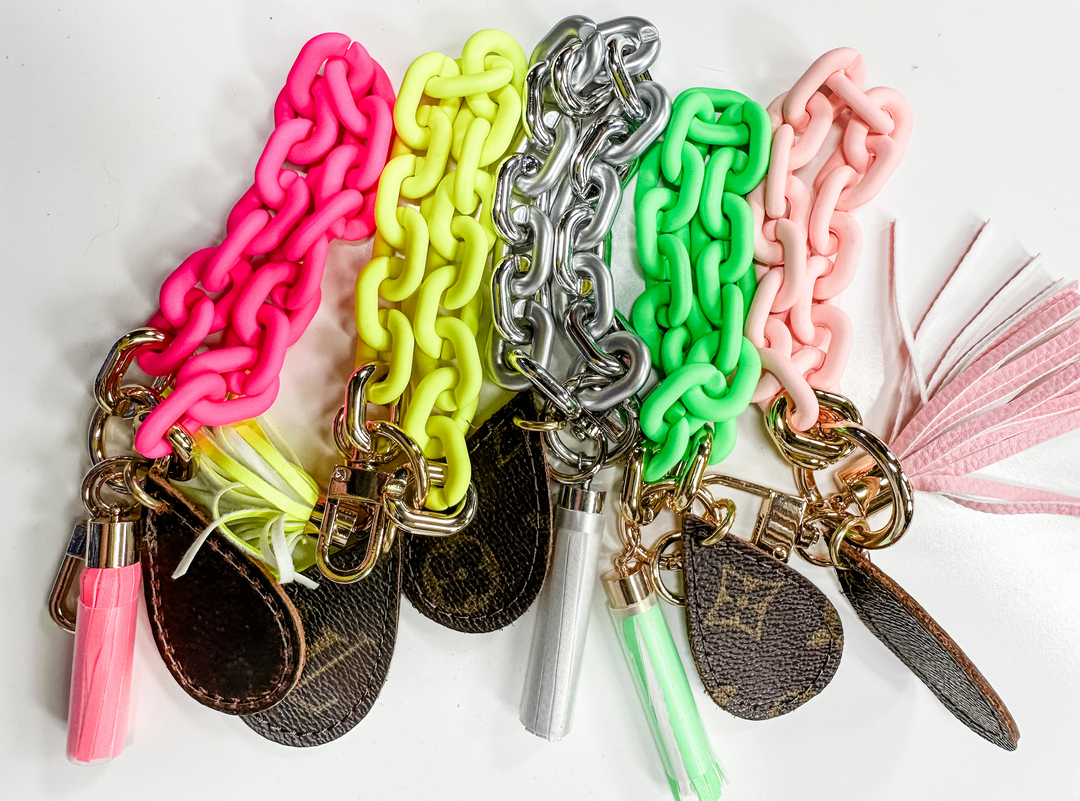 Upcycled LV Silicone Chain Bracelet Keyring