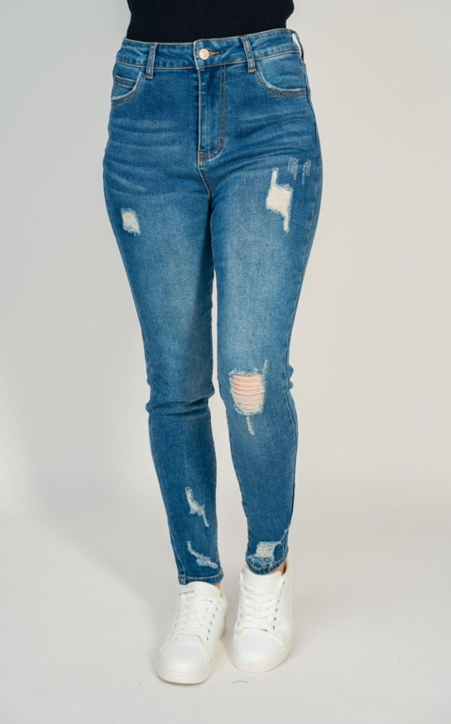 White Birch - High Rise Distressed Skinny Denim