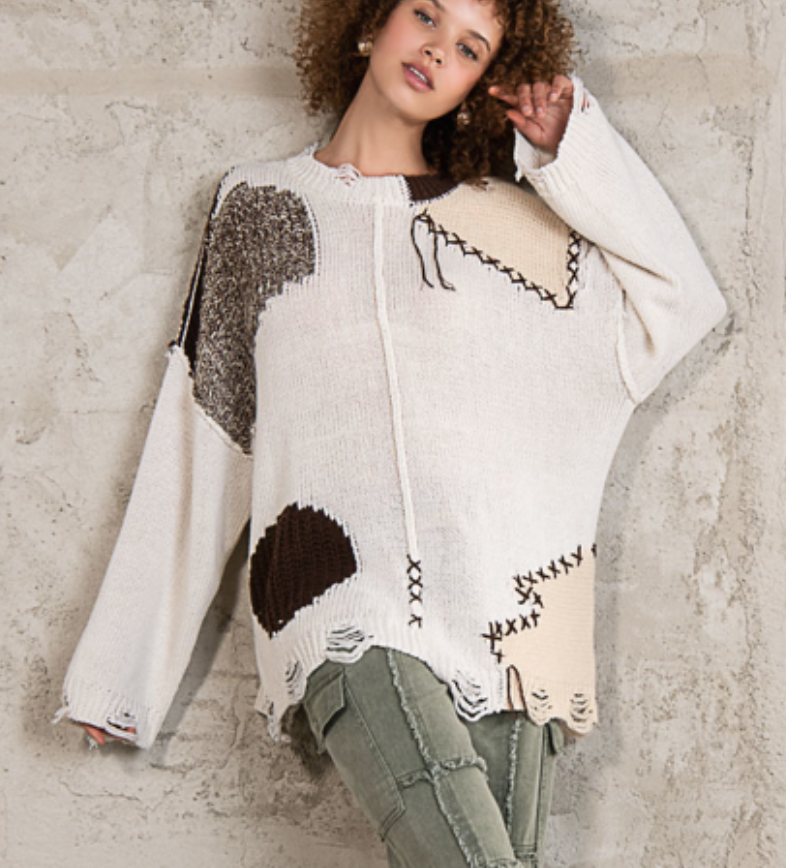 POL Live Sale Box - Oversized Cream Contrast Sweater