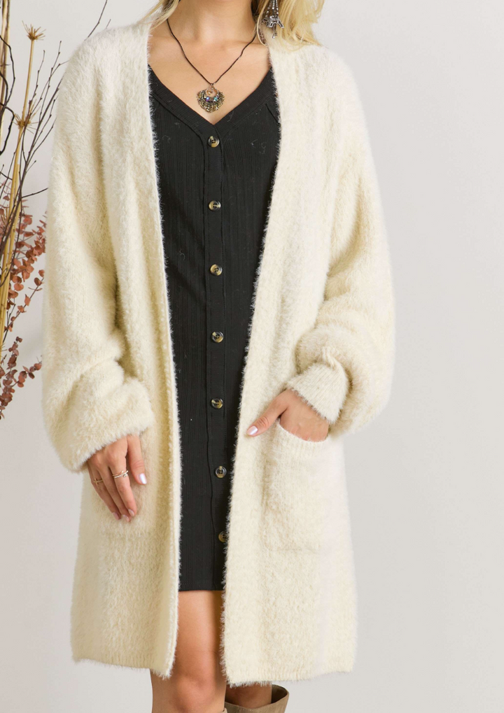 Adora - SOFT FUZZY SWEATER CARDIGAN