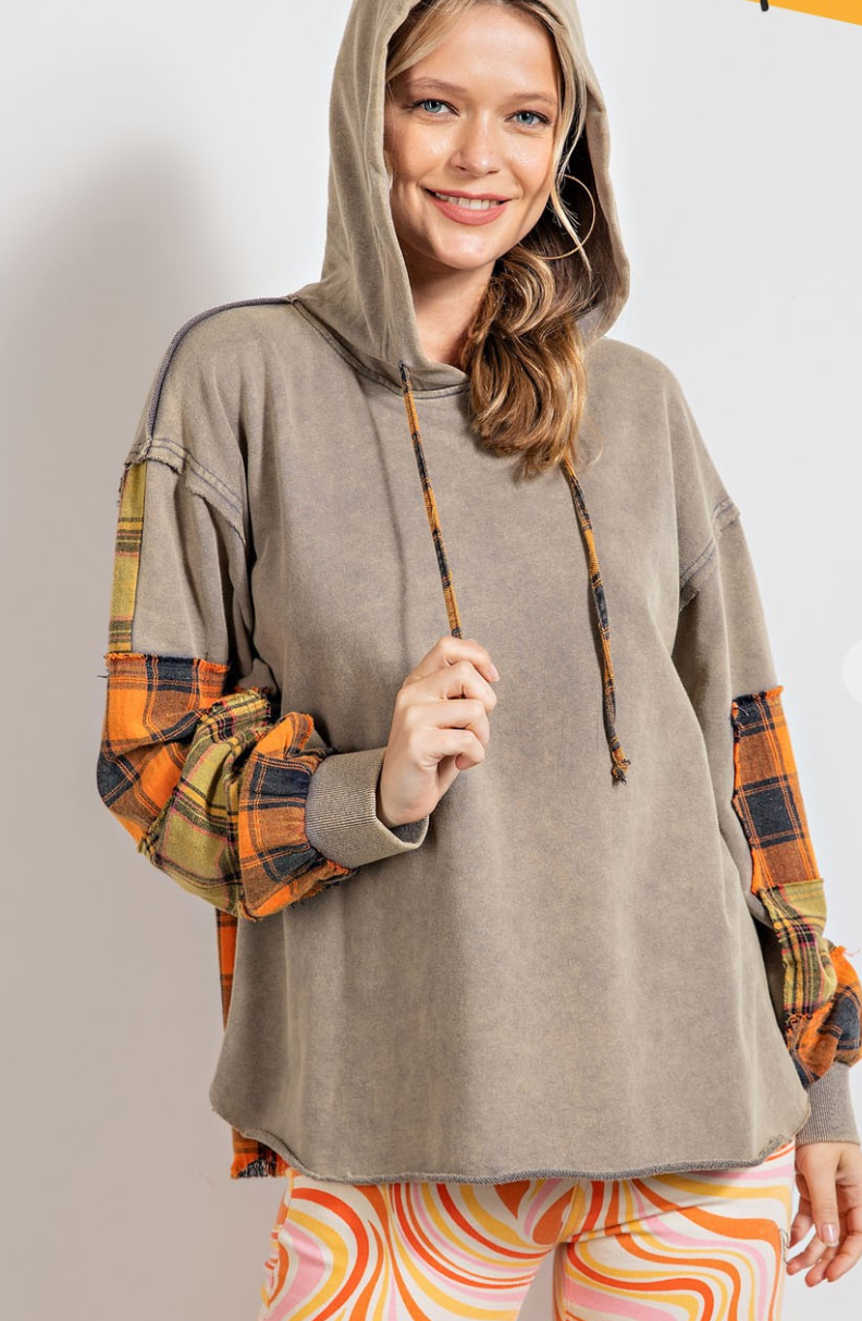 Easel - MINERAL WASHED PULLOVER HOODIE