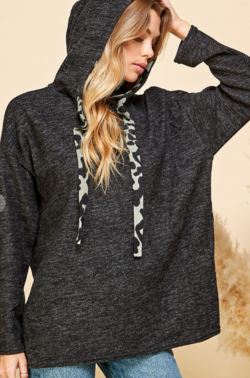 Shopin LA - Cheetah String Dark Grey Hoodie