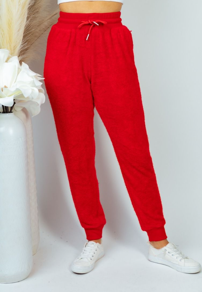 White Birch - Red Terry Joggers