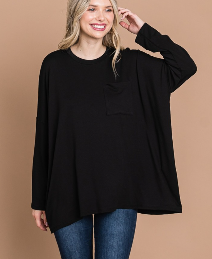Cotton Bleu - Over Size Long Sleeve Knit Top
