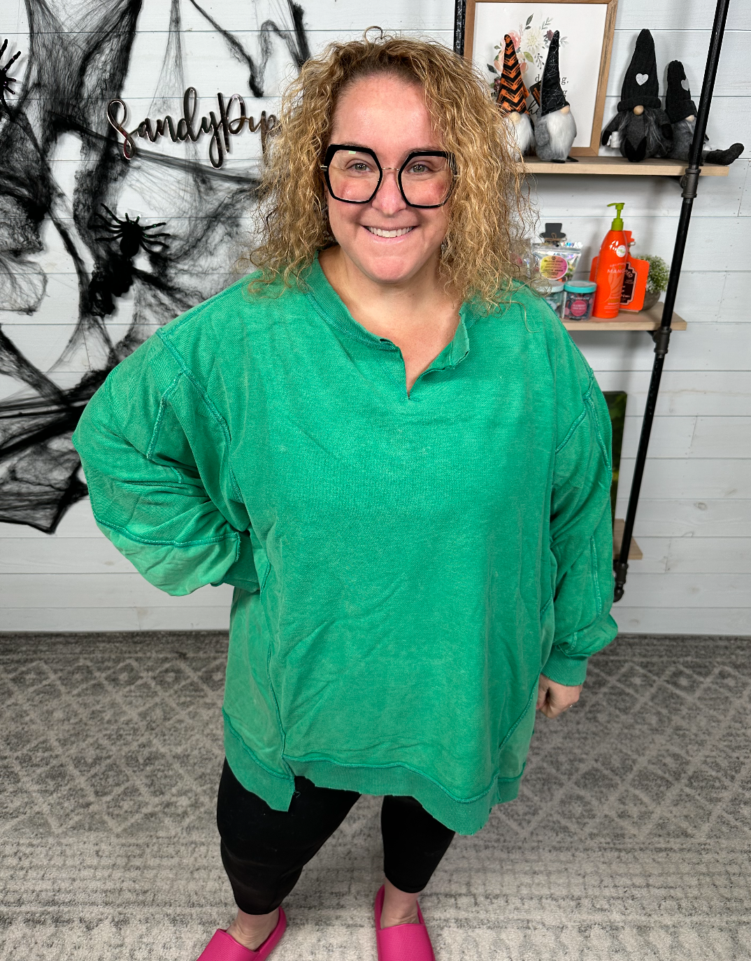 Fantastic Fawn - Loose Fit Top w/Notched Neckline