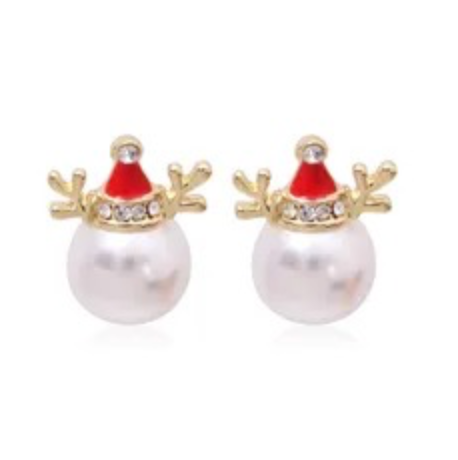 Christmas Pearl Reindeer Post Earrings