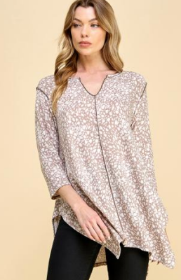 Shopin LA - Taupe V Neck Swing Top
