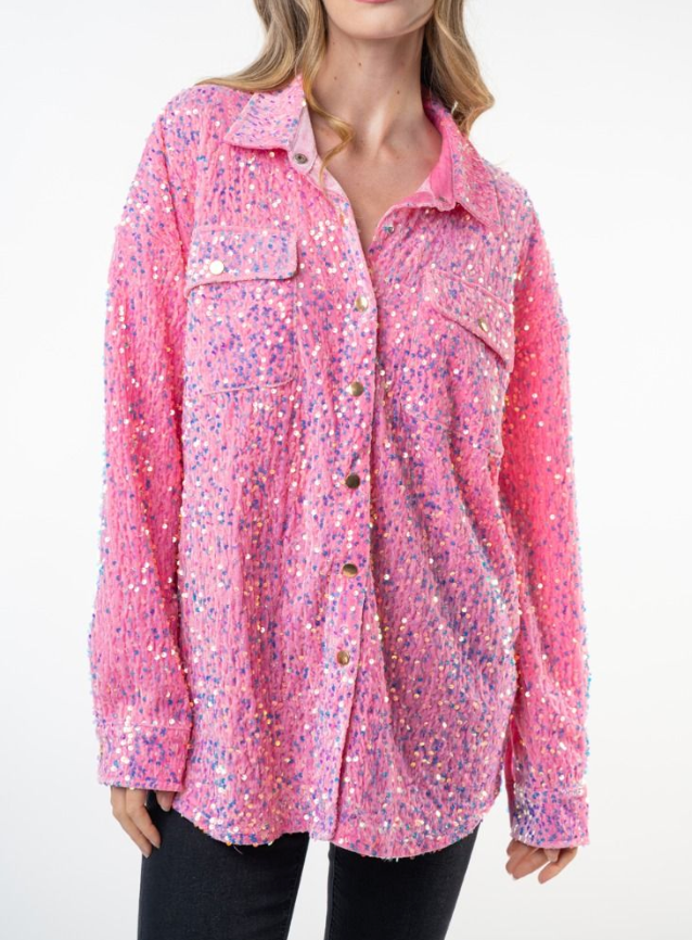 White Birch - Velvet Sequin Button Down Shirt