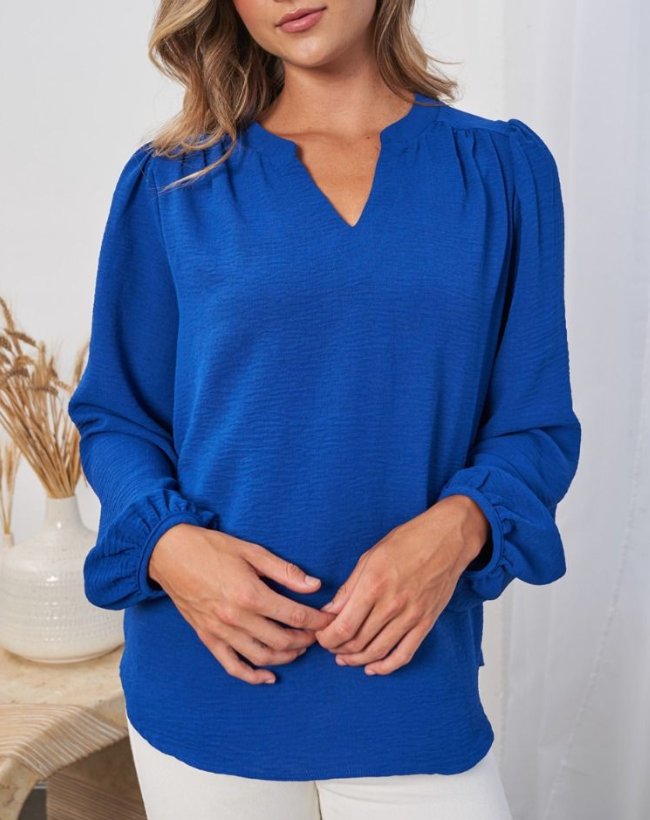 White Birch - Long Sleeve Notched Top