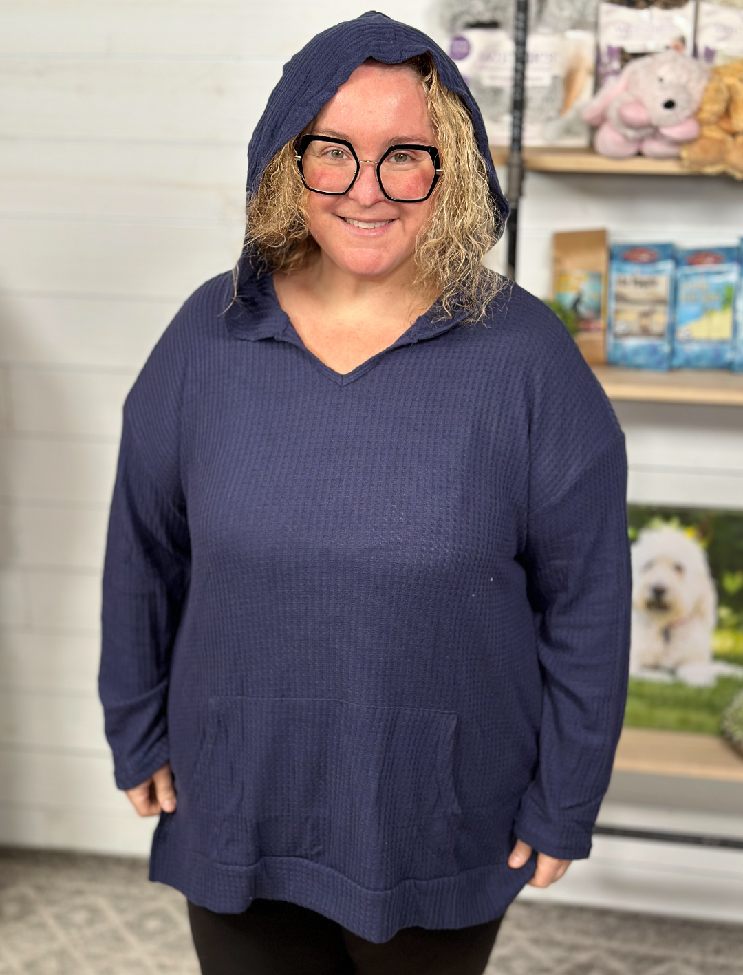 Ninexis - V Neck Waffle Hoodie