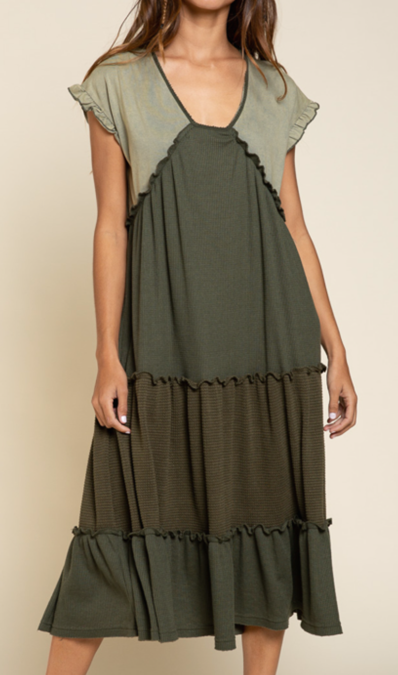 POL - Babydoll Dress with Ruffle Sleeve