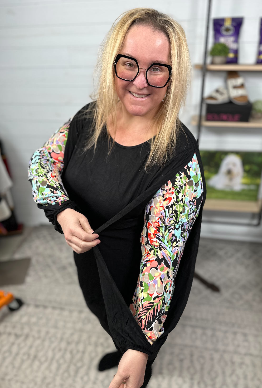 Sew in Love - Peekaboo Floral Sleeve Top