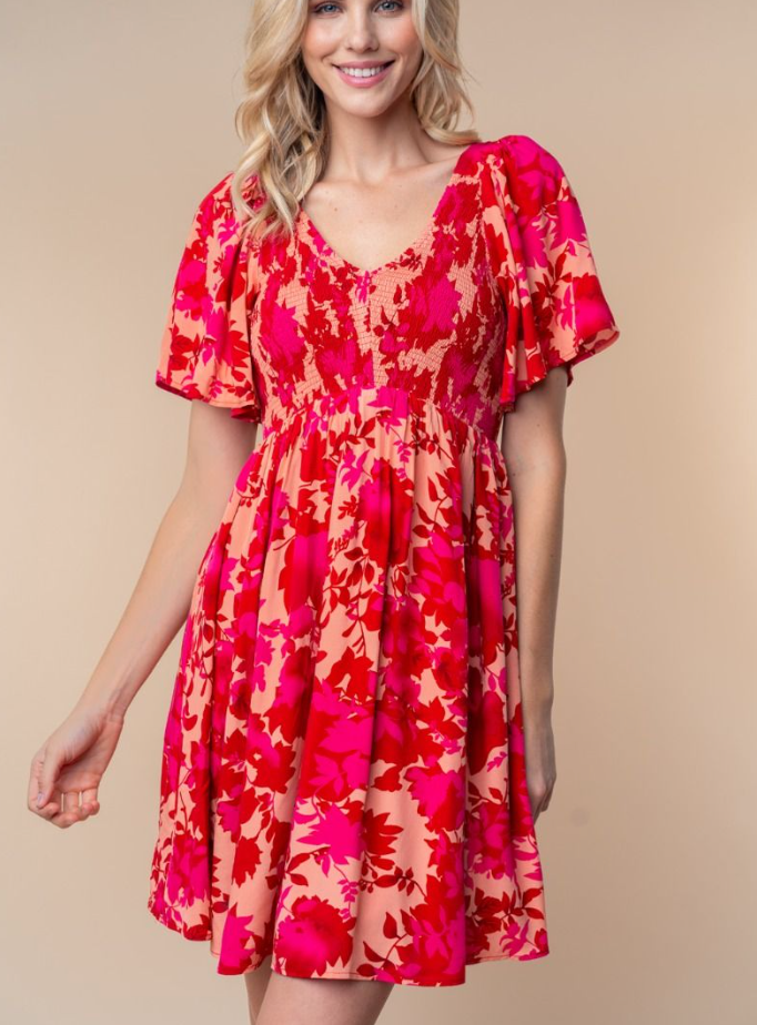 White Birch - Smocked Floral Dress