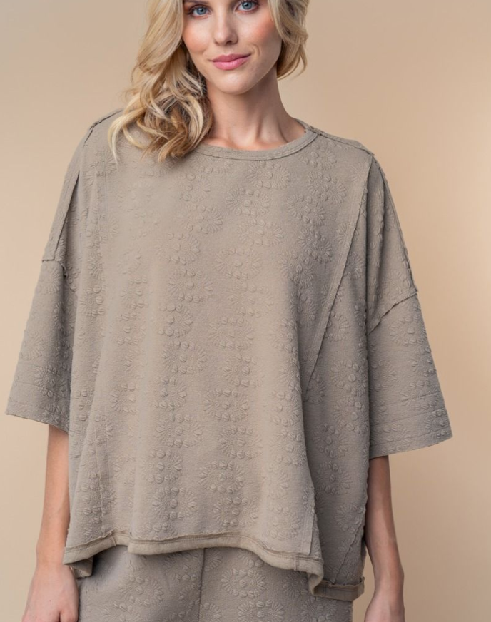 White Birch - Oversized Jacquard Top