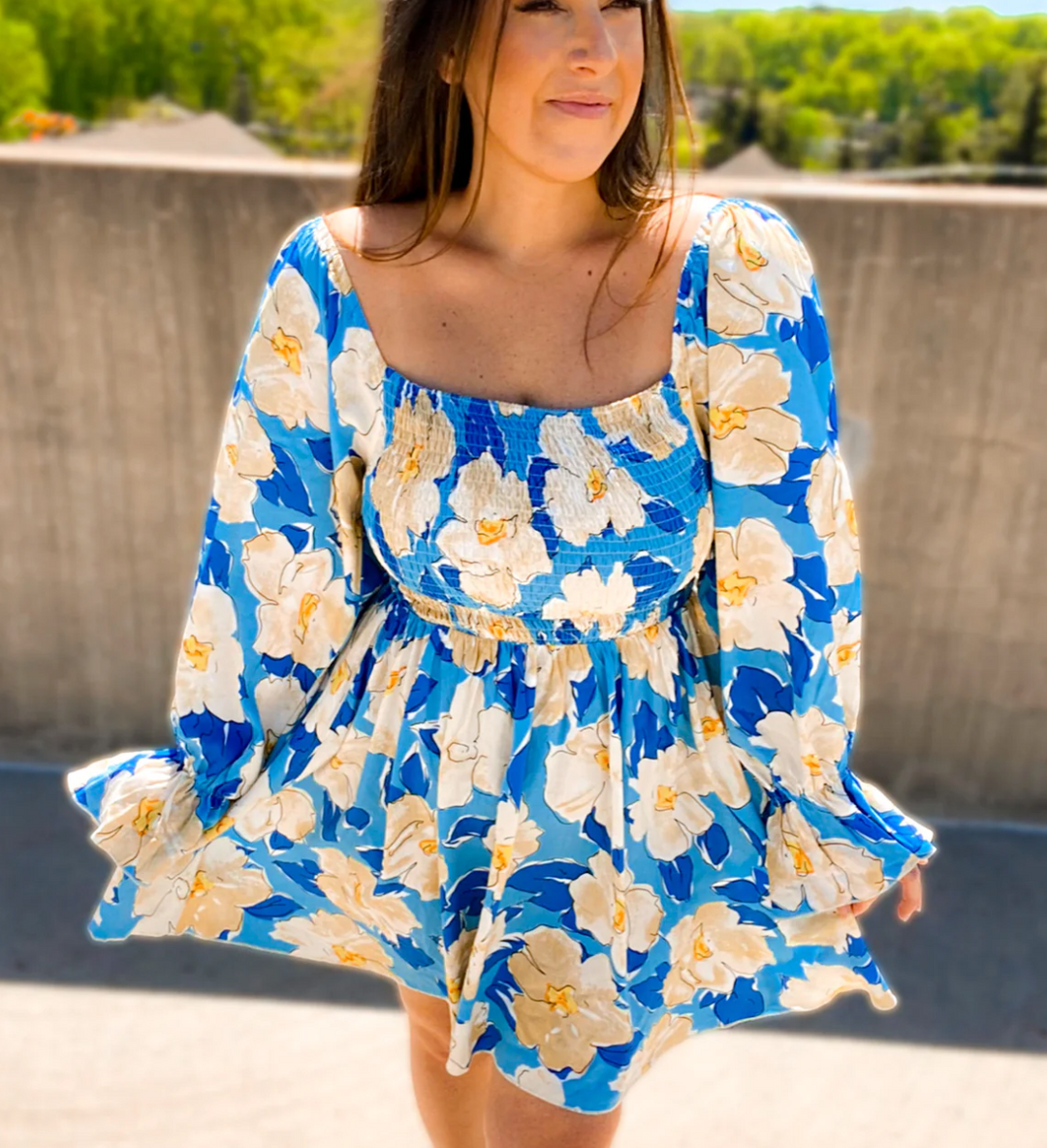 The Sabrina Smocked Bell Sleeve Dress