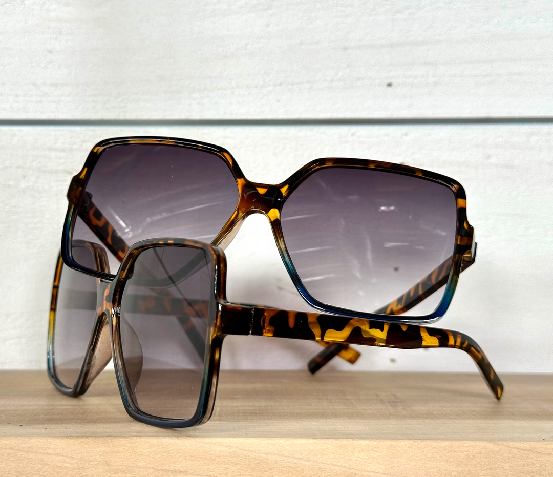 Cheetah Teal Ombre Sunglasses