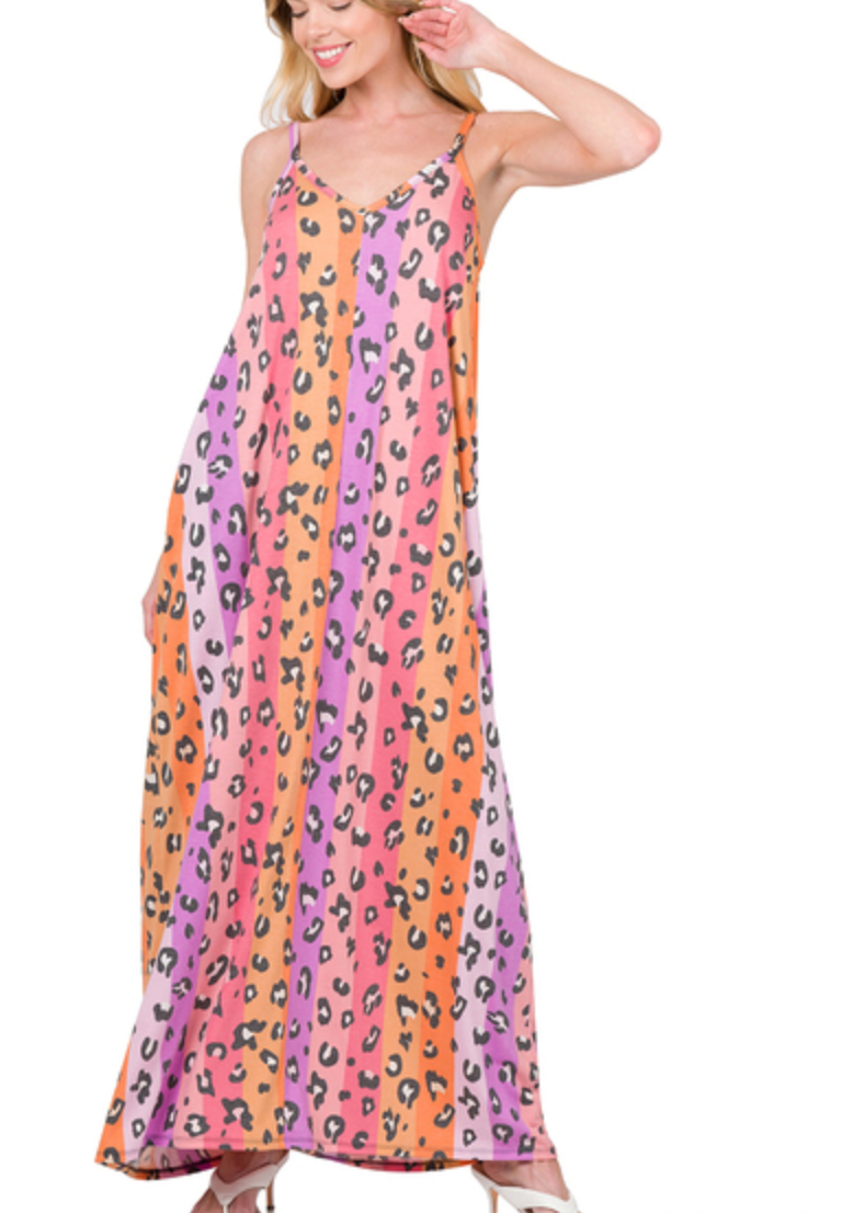 Zenana - Ombre Animal Print Maxi Dress
