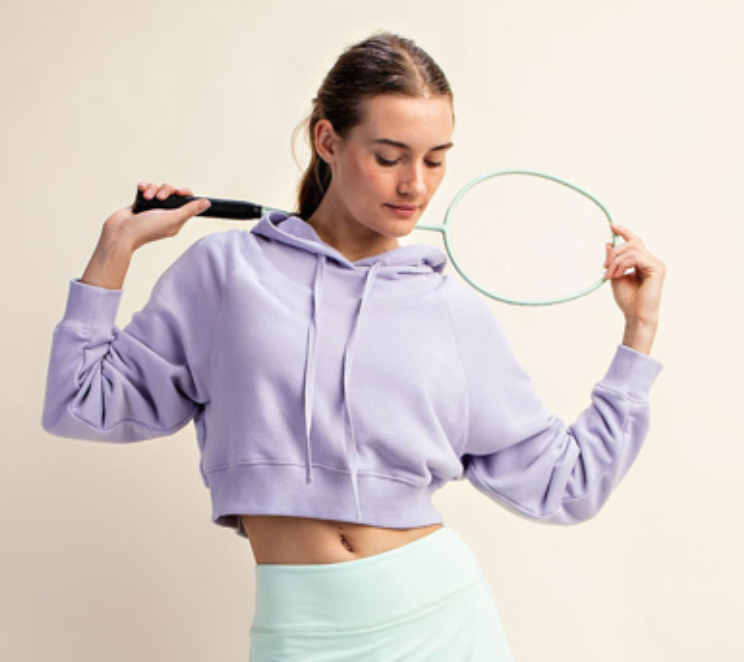 Rae Mode - FRENCH TERRY LONG SLEEVE HOODIE CROP JACKET