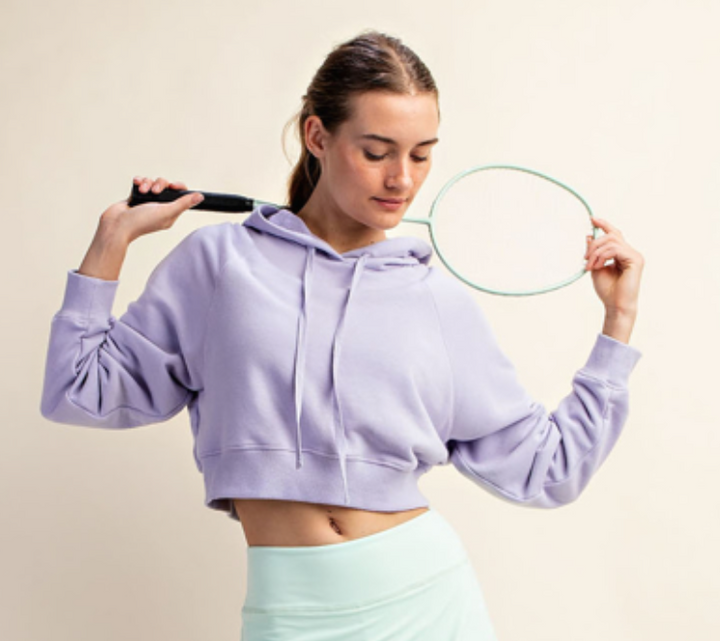 Rae Mode - FRENCH TERRY LONG SLEEVE HOODIE CROP JACKET