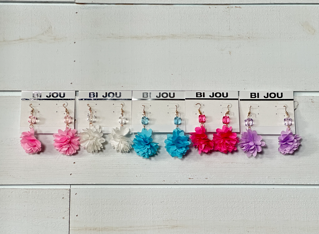 Pom and Bead Dangle Earring