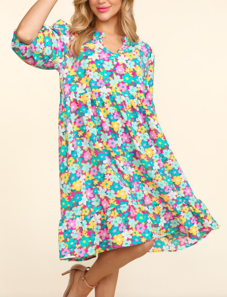 Haptics - BUBBLE SLEEVE BABYDOLL FLORAL DRESS