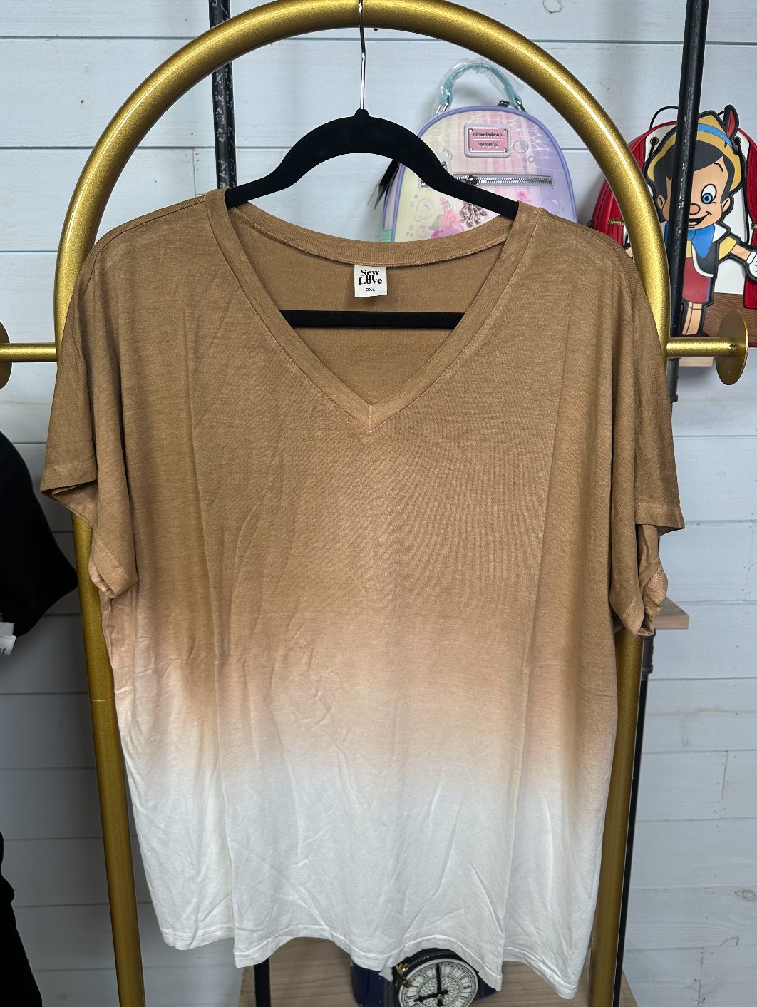 Sew in Love - V Neck Tie Dye Ombre Top
