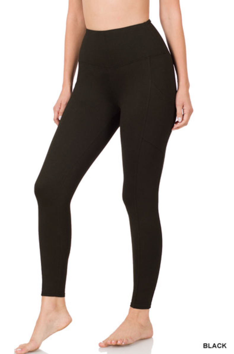 Zenana -Solid Black Leggings with Pocket