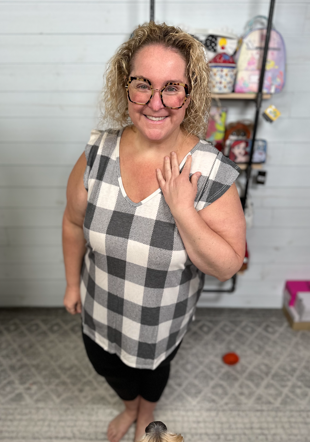 Sew in Love - Grey Plaid Top