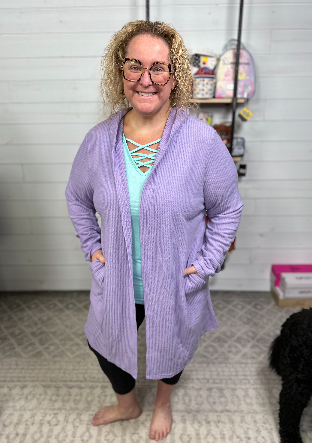 Michelle Mae - Lilac Waffle Cardigan