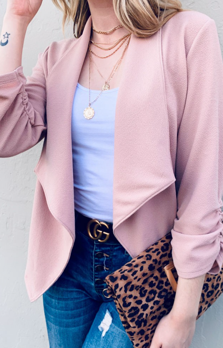 And the Why - Open Front Blazer With 3/4 Sleeves
