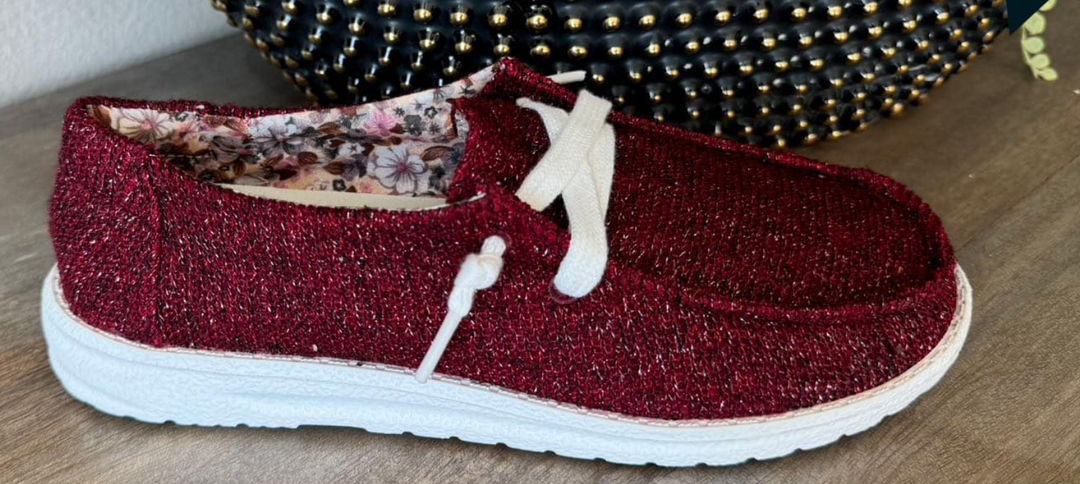 Gypsy Jazz - Burgundy Slip On Shoes