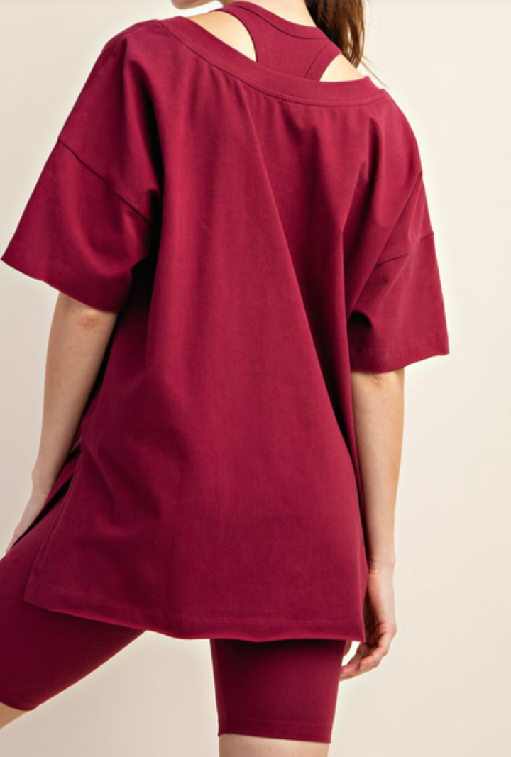 Rae Mode OVERSIZED V NECK REVERSIBLE SHORT SLEEVE TOP