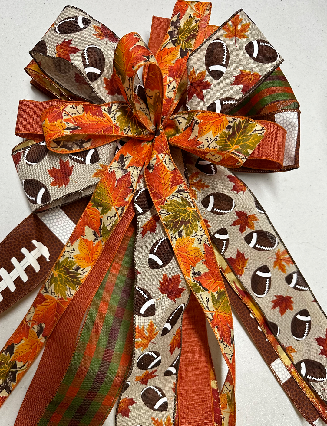 Handmade Holiday Bows for Home Decor - Football