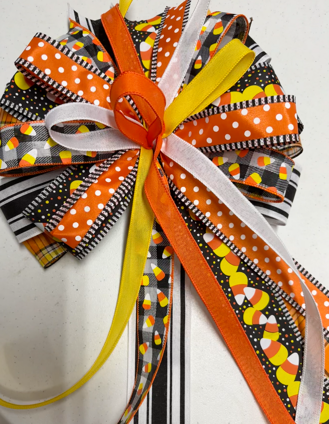 Handmade Holiday Bows for Home Decor - Candy Corn