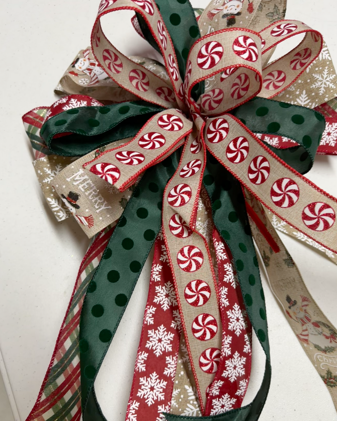 Handmade Holiday Bows for Home Decor - snowman
