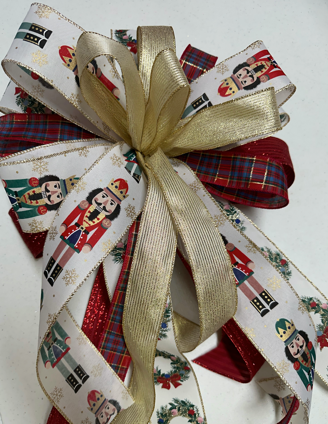 Handmade Holiday Bows for Home Decor - Nutcracker