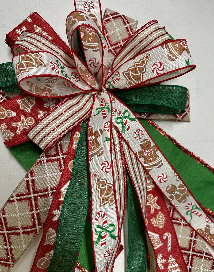 Handmade Holiday Bows for Home Decor - Gingerbread Cookie