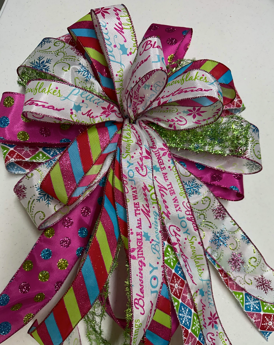 Handmade Holiday Bows for Home Decor - Pink Christmas